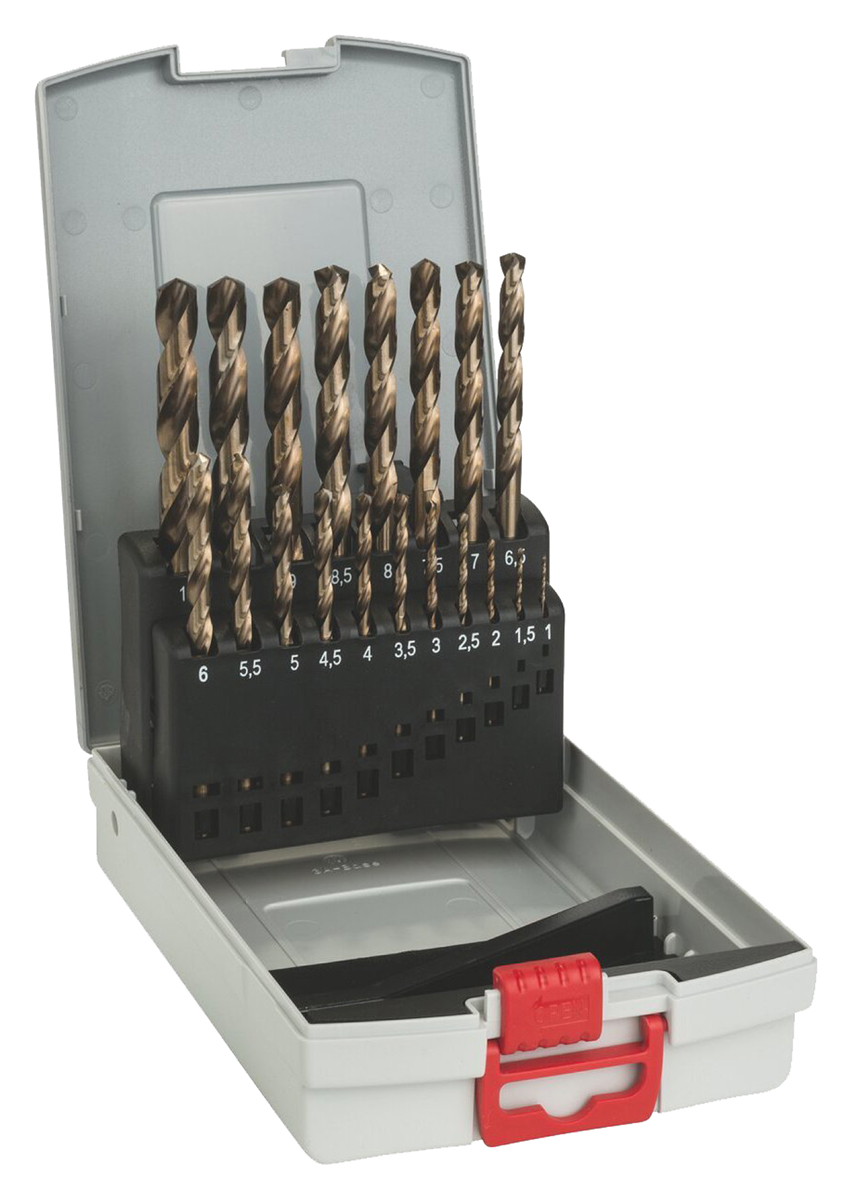 Bosch 19-Piece Twist Drill Bit Set for Metal, 10mm Max, 1mm Min, HSS-Co Bits