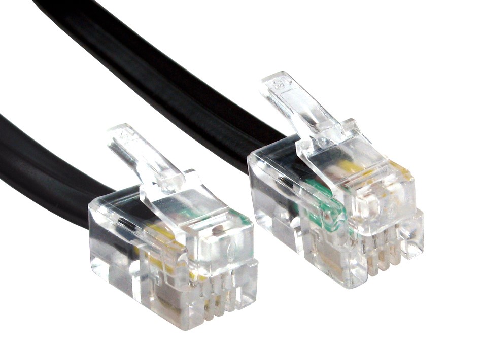 RS PRO Male RJ10 to Male RJ10 Telephone Cable, 5/0.10, Black Sheath, 5m