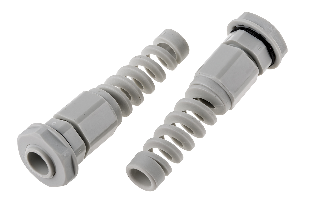RS PRO Grey Nylon Cable Gland, PG7 Thread, 3.5mm min., 6mm max., IP68