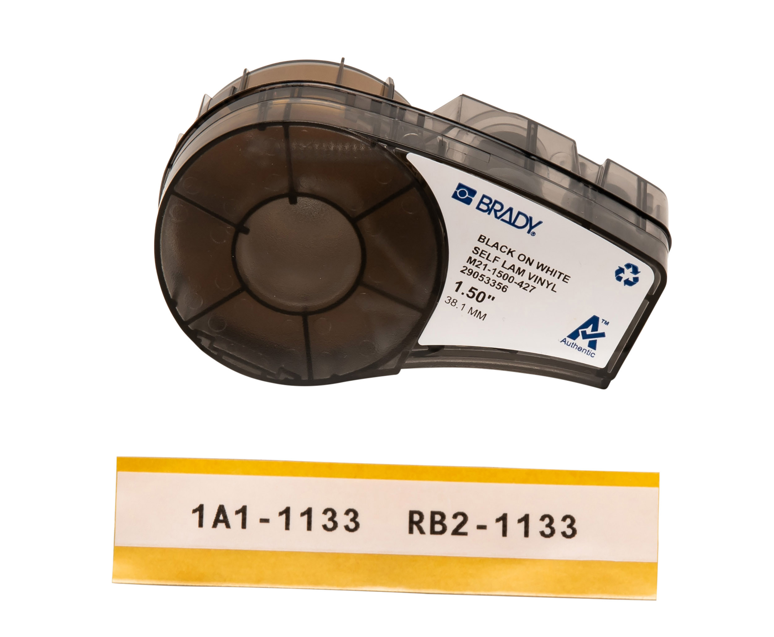 Brady B-427 Black on White, Transparent Heatshrink Labels, 4.27 m Length, 38.10 mm Width