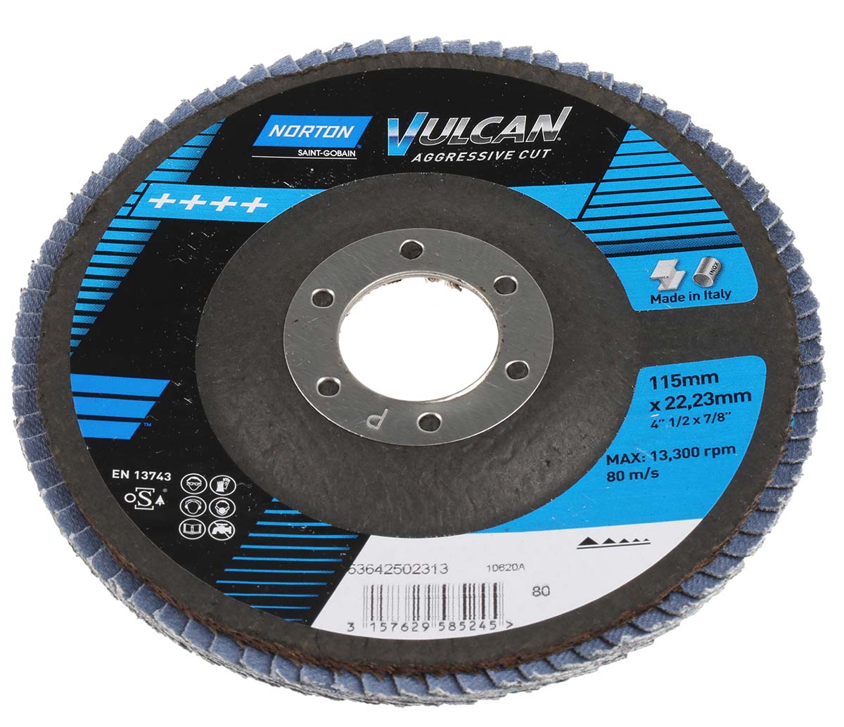 Norton Flap Disc Zirconium Oxide Flap Disc, 115mm, Medium Grade, P80 Grit