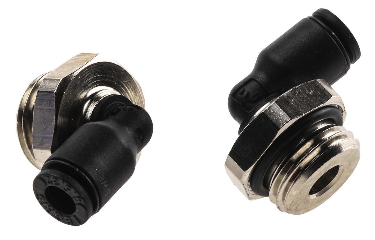 Legris LF3000 Series Elbow Threaded Adaptor, G 1/4 Male to Push In 4 mm, Threaded-to-Tube Connection Style