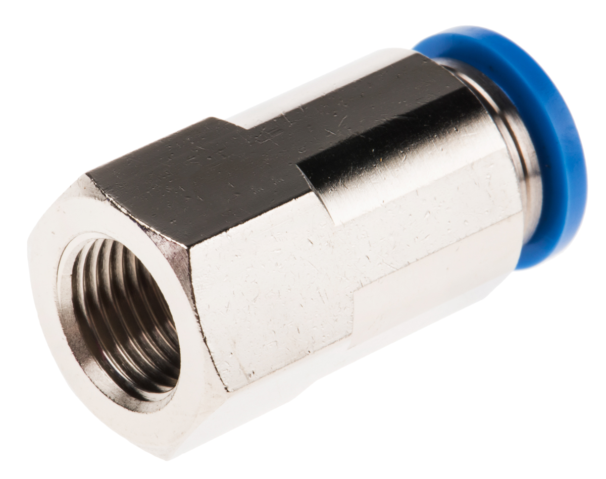 Festo QS Series Straight Threaded Adaptor, G 1/8 Female to Push In 8 mm, Threaded-to-Tube Connection Style, 153025