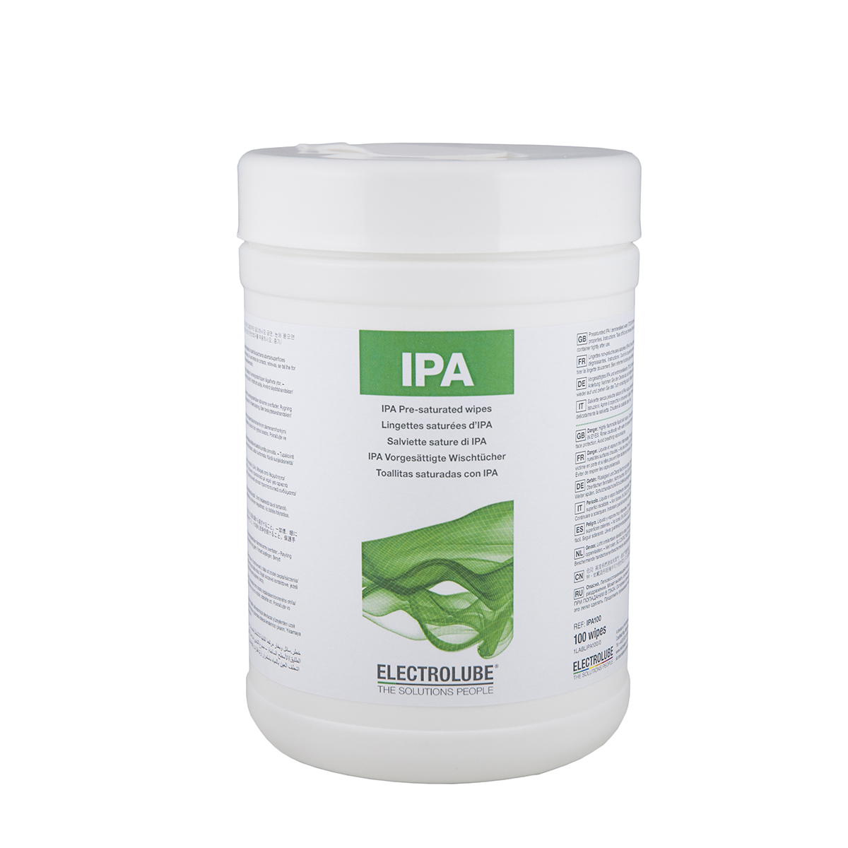 Electrolube IPA 100 Wipes Tub IPA Pre-Saturated Wipes