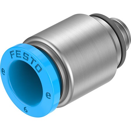 Festo NPQE-DK Series Push-in Fitting, M5 to Push In 6 mm, Threaded Connection Style, NPQE-DK-M5-Q6-F1A-P10