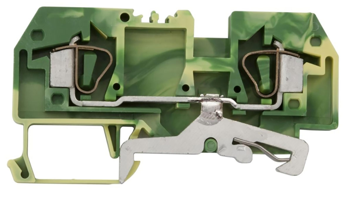 WAGO 282-907 282 Series Green/Yellow, 6mm², Single-Level, Cage Clamp Termination