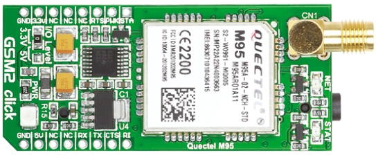 MikroElektronika GSM2 Click Quectel M95 GSM mikroBus Click Board 900 → 1900MHz MIKROE-1375