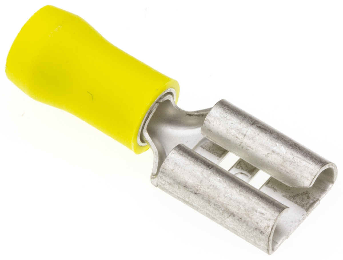 JST FVD Yellow Insulated Female Spade Connector, Receptacle, 11 x 1.1mm Tab Size, 2.6mm² to 6.6mm²