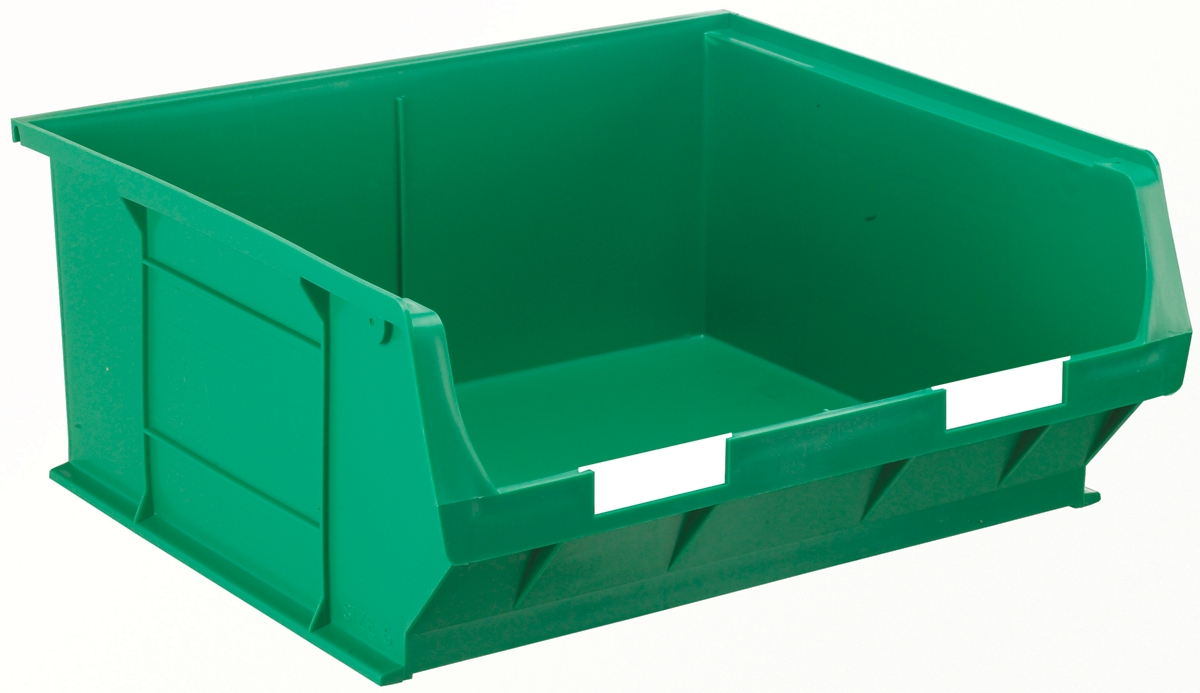 RS PRO PP Storage Bin, 376mm x 419mm x 180mm, Green
