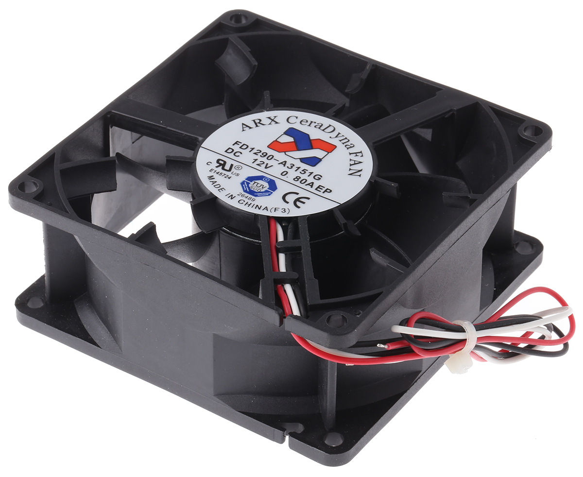 ARX CeraDyna Series Axial Fan, 12 V dc, DC Operation, 195m³/h, 15W, 1.25A Max, 92 x 92 x 38mm