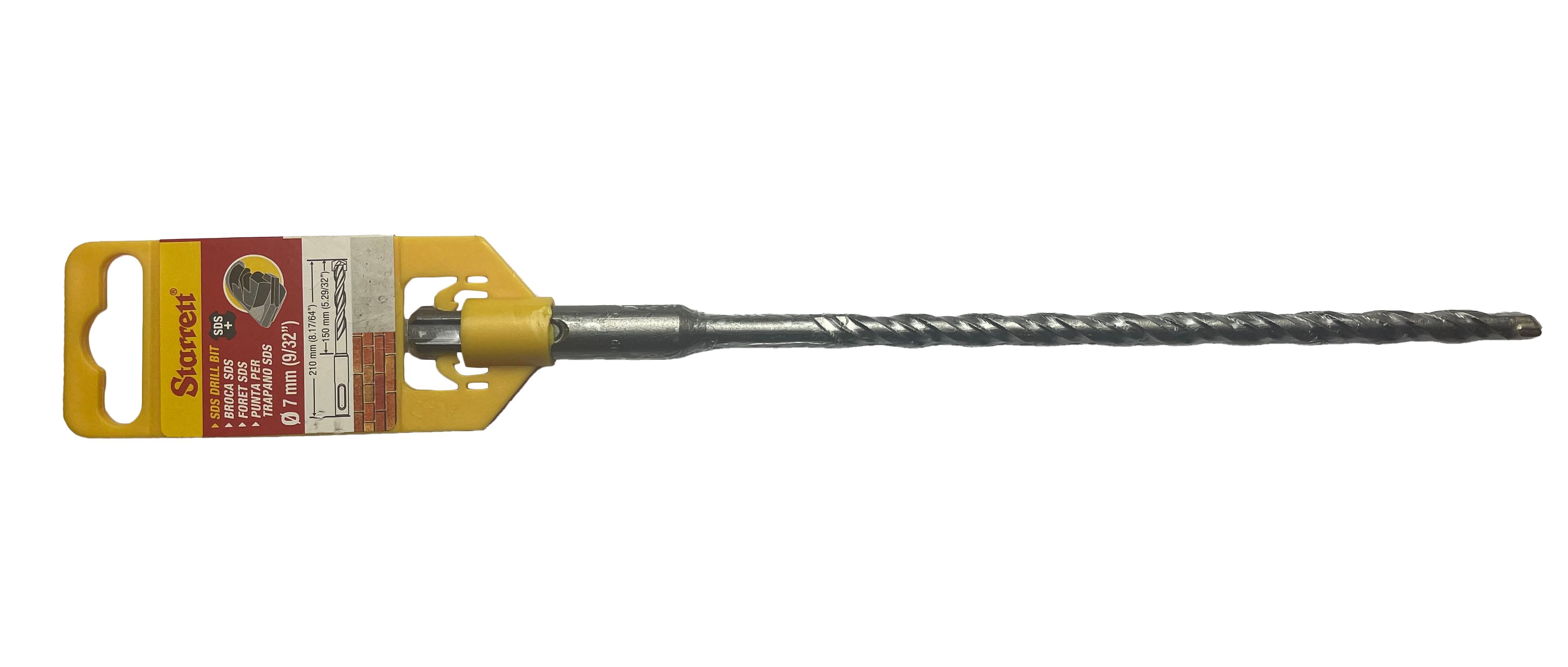Starrett SDS Plus Series Carbide Tipped SDS Plus Drill Bit, 7mm Diameter, 210 mm Overall