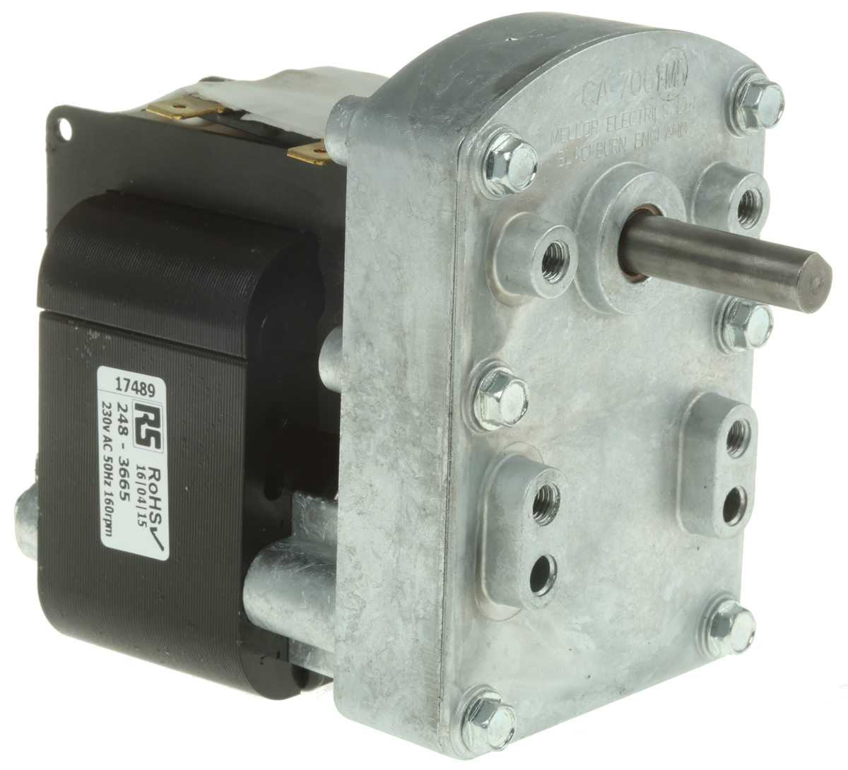 Mellor Electric Clockwise Shaded Pole Geared AC Geared Motor, 24 W, 230 V