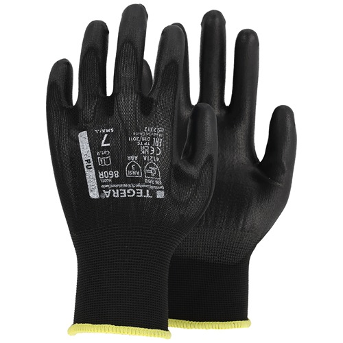 Tegera TEGERA Black Nylon Nylon Work Gloves, Size 10, Polyurethane Coating