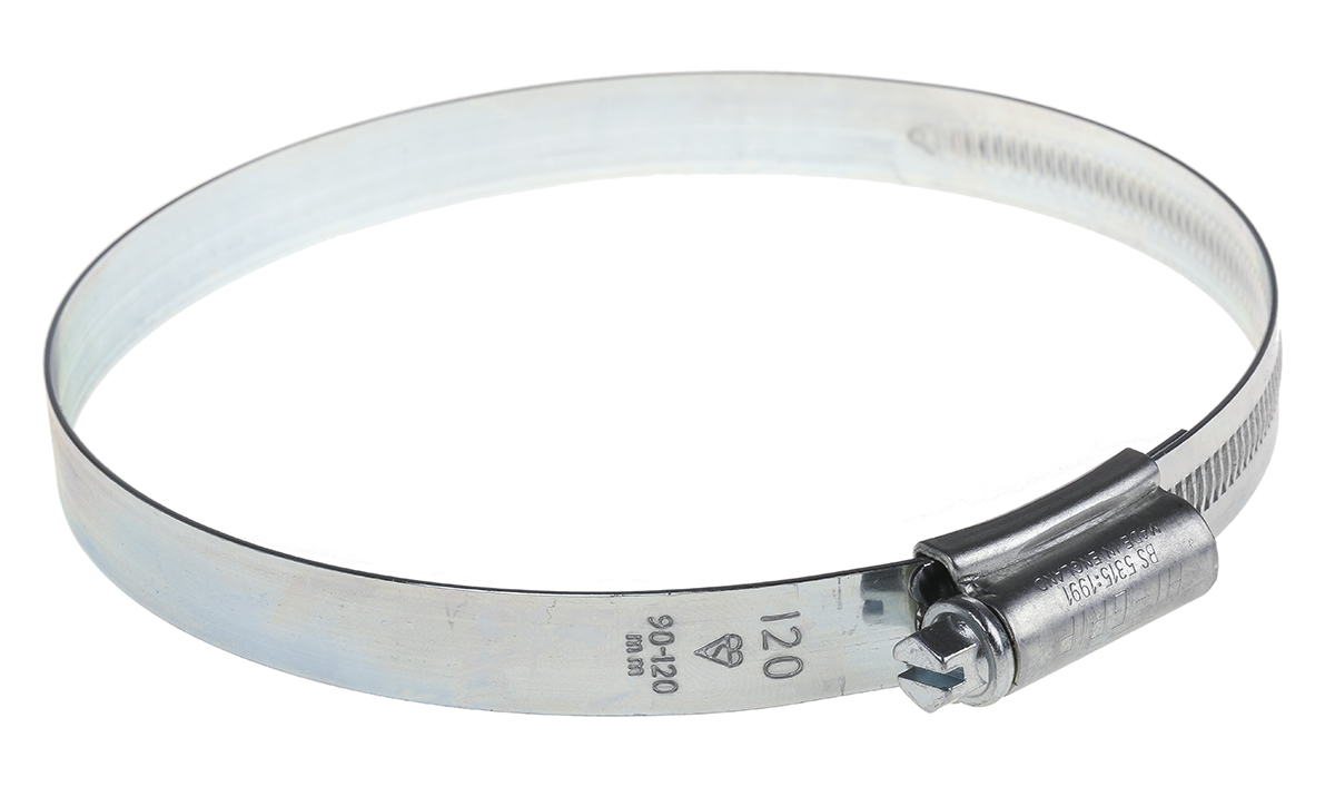 HI-GRIP Steel Slotted Hex Worm Drive, 13mm Band Width, 90 → 120mm ID