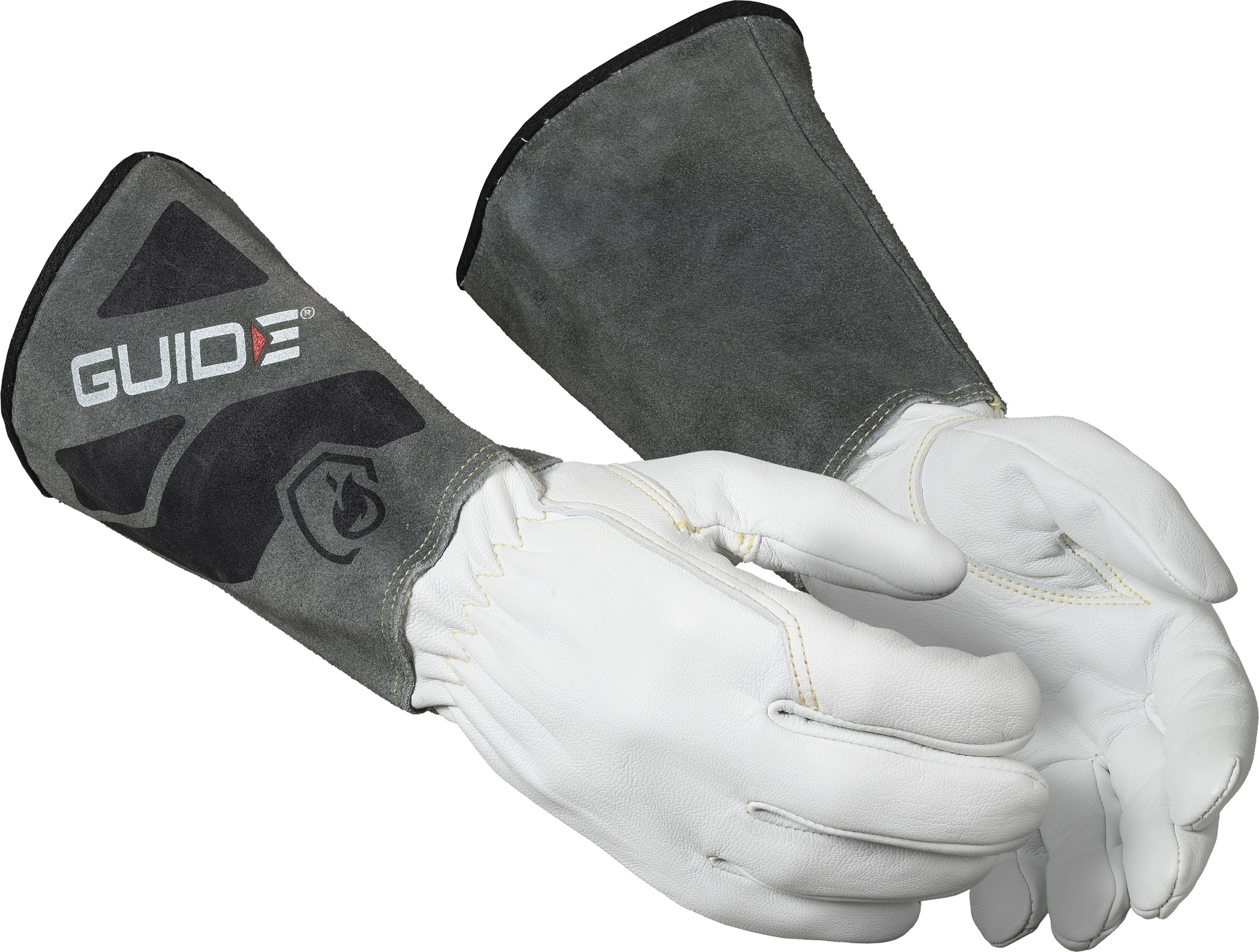 GUIDE GLOVES Grey, White Leather Welding Gloves Welding