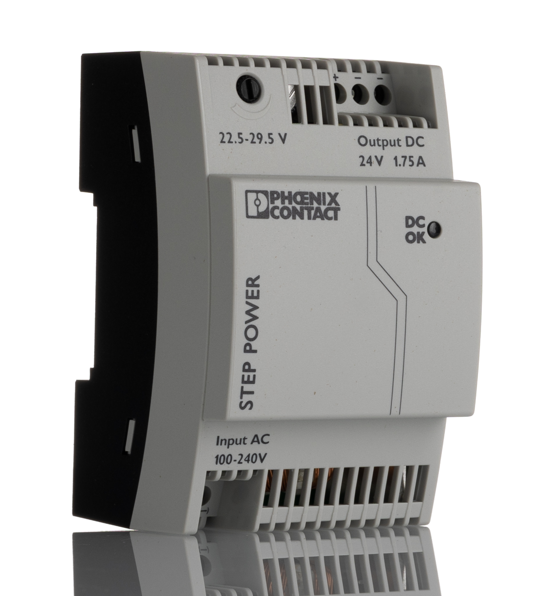 Phoenix Contact STEP POWER Switched Mode DIN Rail Power Supply, 85 → 264V ac ac Input, 24V dc dc Output, 1.75A