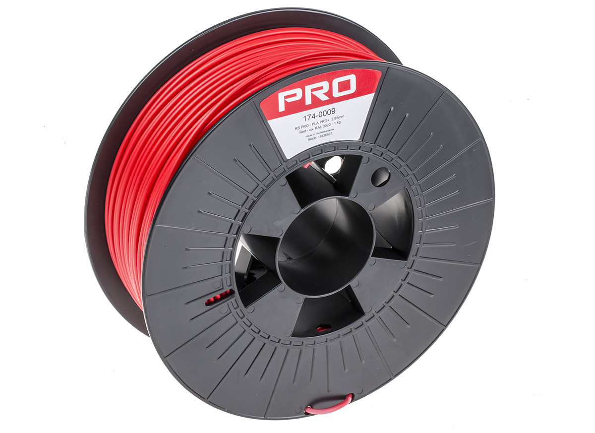 RS PRO 2.85mm Red PLA-X3 3D Printer Filament, 1kg