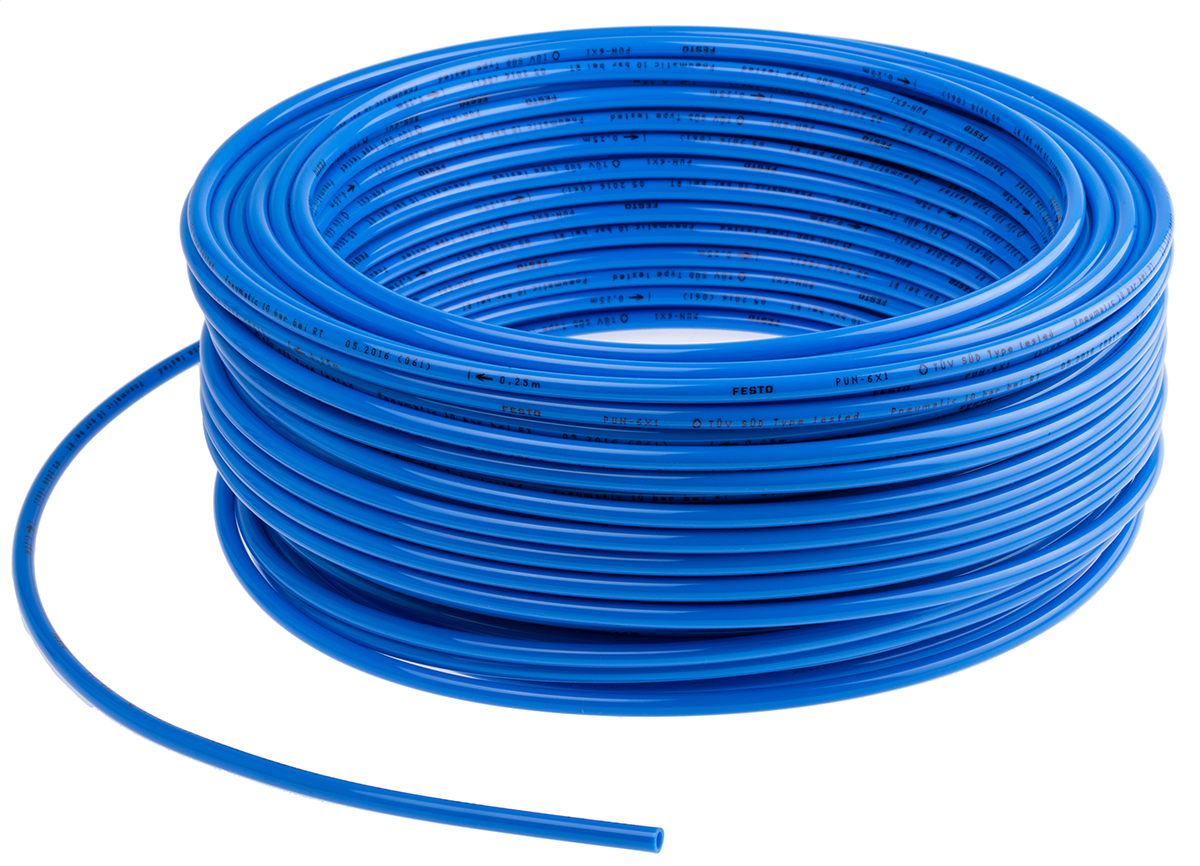 Festo Compressed Air Pipe Blue Polyurethane 6mm x 50m PUN Series, 159664