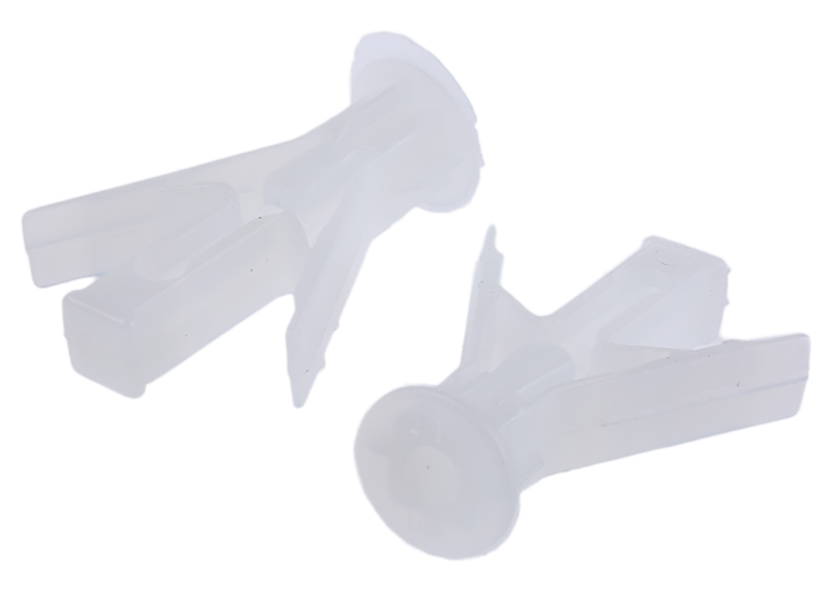 RS PRO White Plastic Spring Toggle Cavity Fixing, 8mm fixing hole diameter
