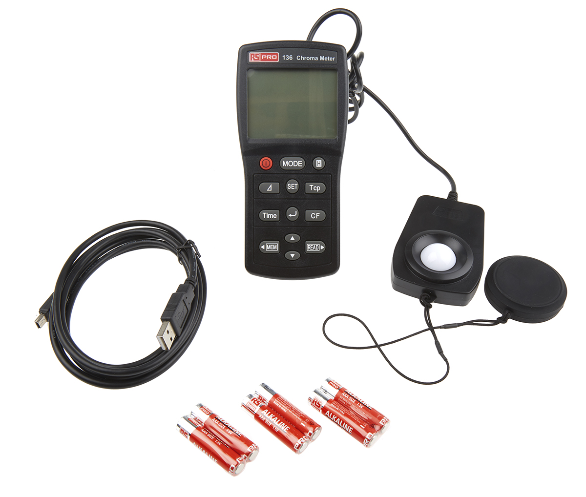 RS PRO Light Meter, 0.01 fc, 0.1 lx to 99990lx, ±0.02 (XY/800 lx % @ Standard Illuminant A Measured), ±3 (EV