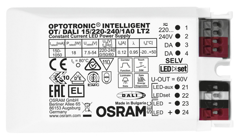 Osram LED Driver, 15 → 50V Output, 18W Output, 500mA Output, Constant Current Dimmable