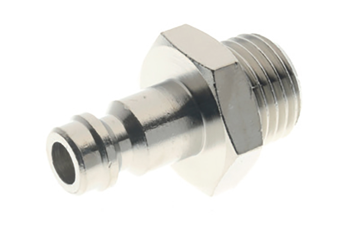 RS PRO Nickel Plated Brass Male Coupler Nipple, G 1/4 Male 1/4in Threaded