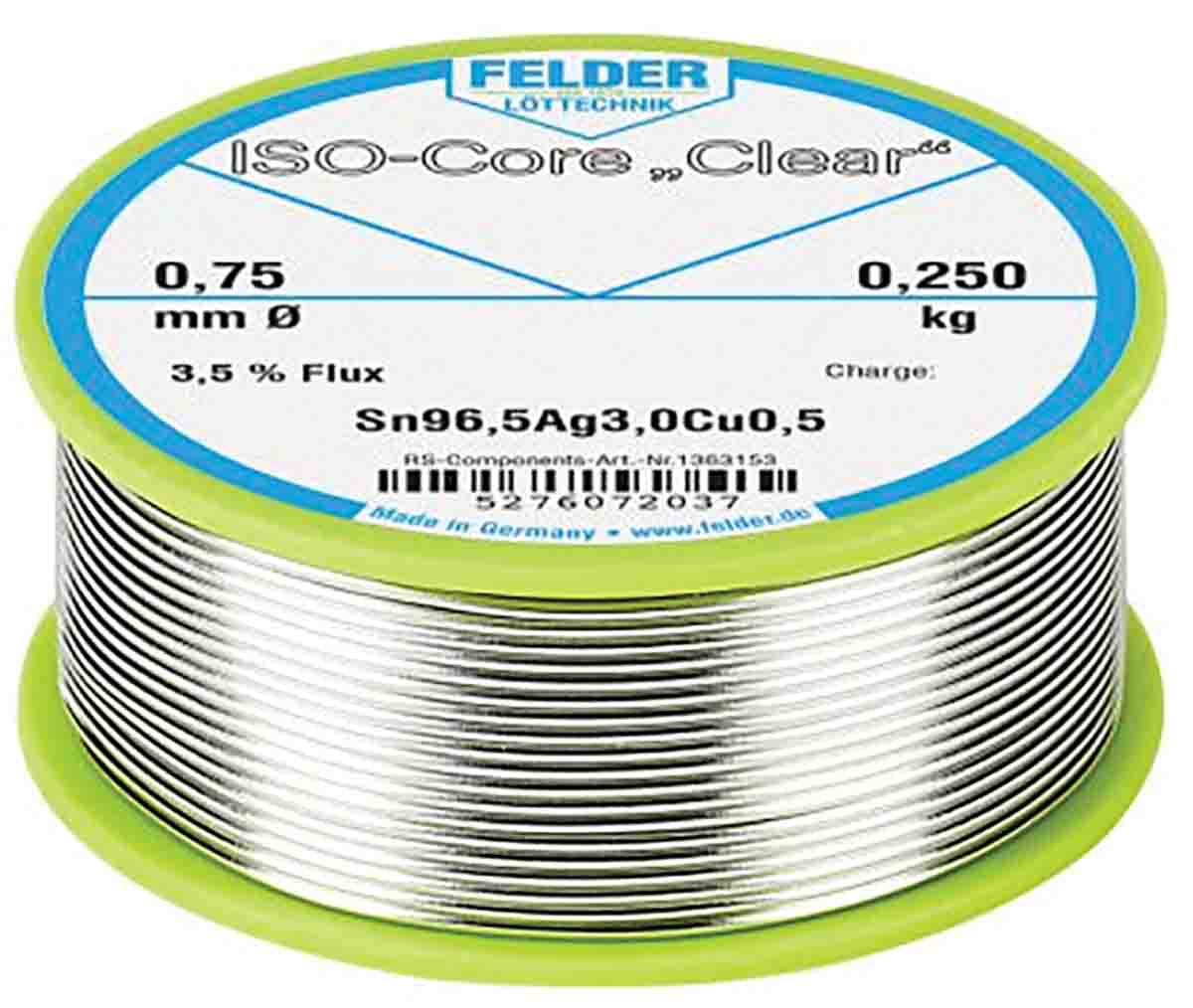 Felder Lottechnik Wire, 0.75mm Lead Free Solder, 217°C Melting Point