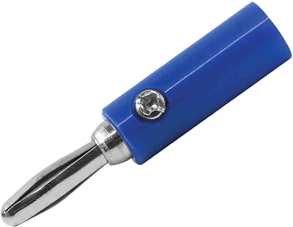 RS PRO Blue Male Banana Plug, 4 mm Connector, 24A, 30V, Nickel Plating