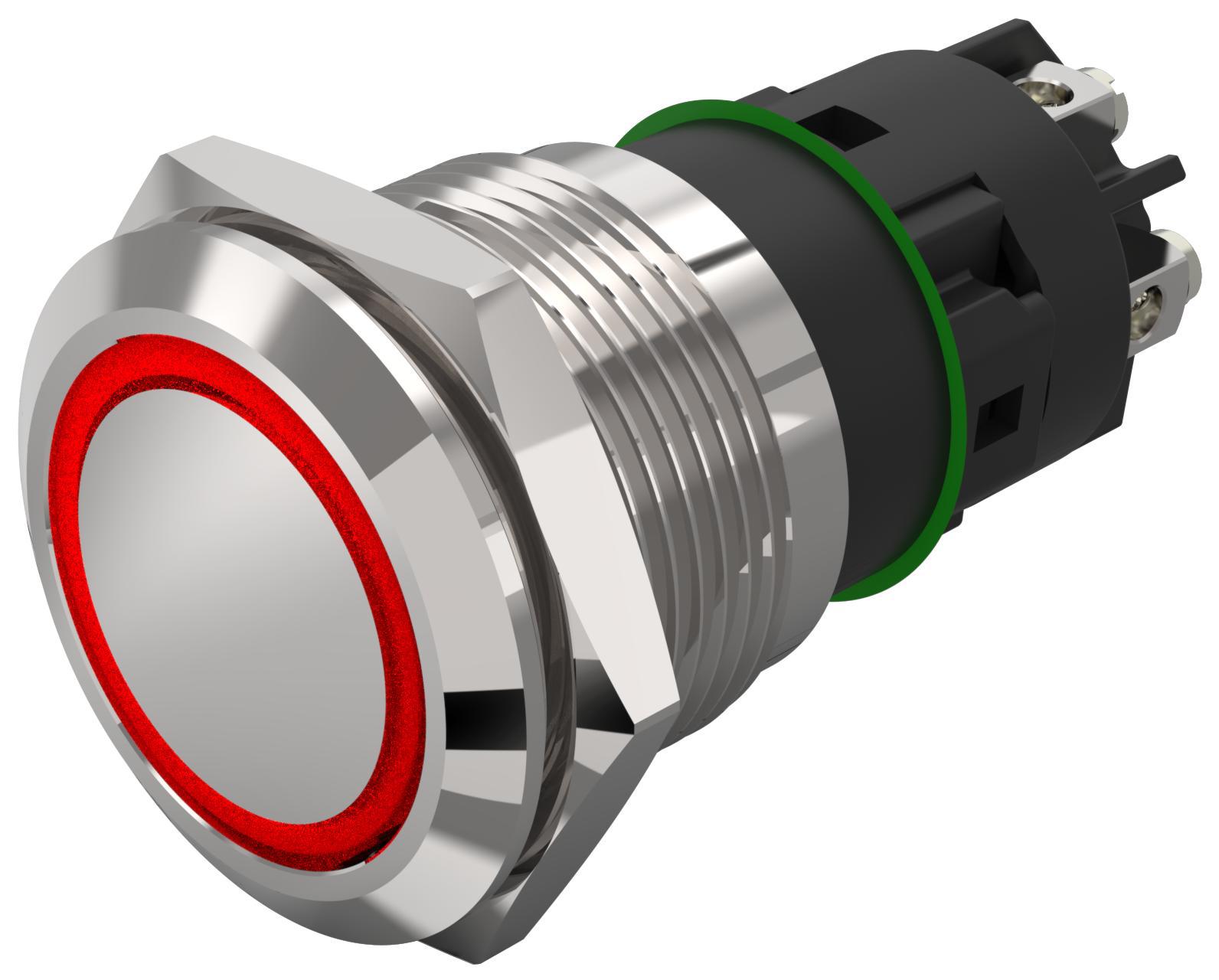 EAO 82 Series Illuminated Illuminated Push Button Switch, Latching, Panel Mount, 19mm Cutout, SPDT, Red/Green LED,