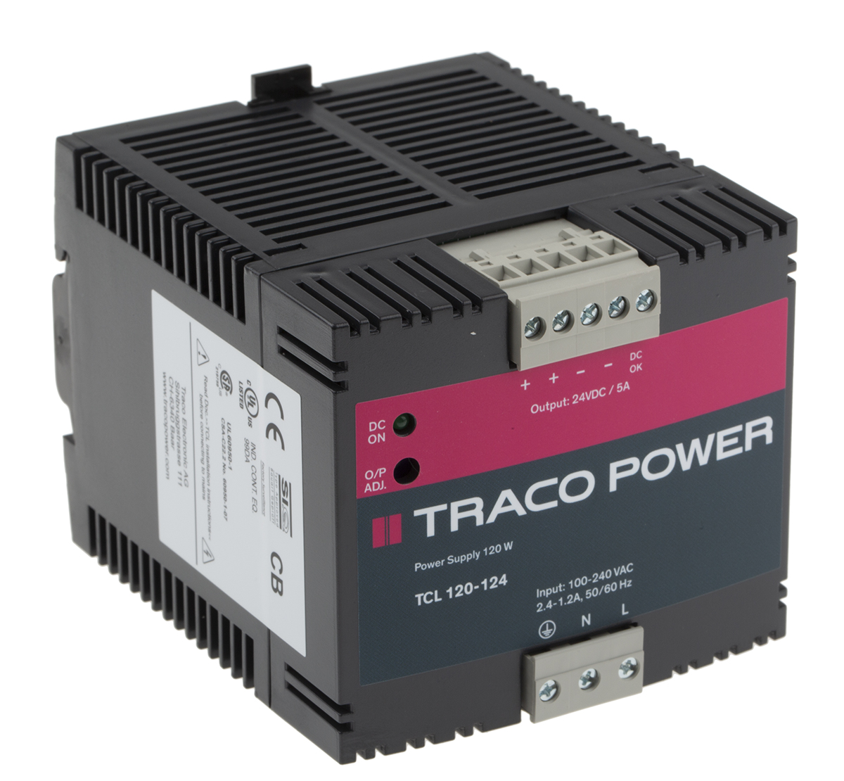 TRACOPOWER TCL Switched Mode DIN Rail Power Supply, 85 → 264 V ac / 85 → 375V dc ac, dc Input, 24V dc dc