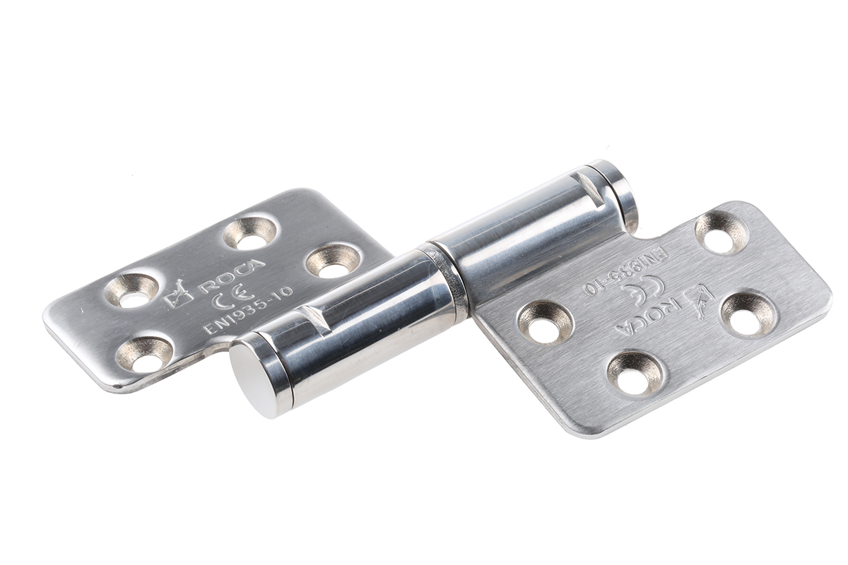 ROCA Brushed Stainless Steel Flag Hinge with a Lift-off Pin, Screw Fixing, 123mm x 84mm x 3mm