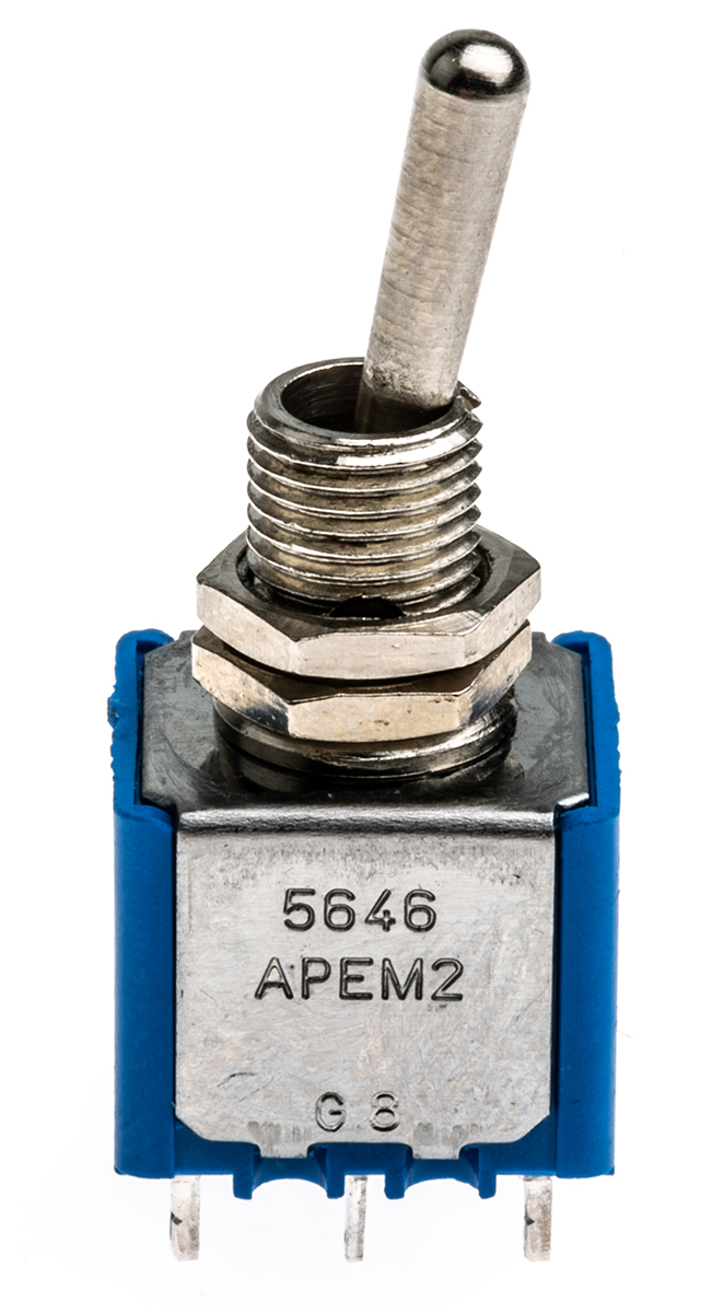 APEM Toggle Switch, Panel Mount, On-On, DPST, Solder Terminal
