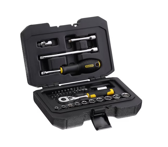 Stanley 38-Piece Imperial 1/4 Standard Socket Set with Ratchet