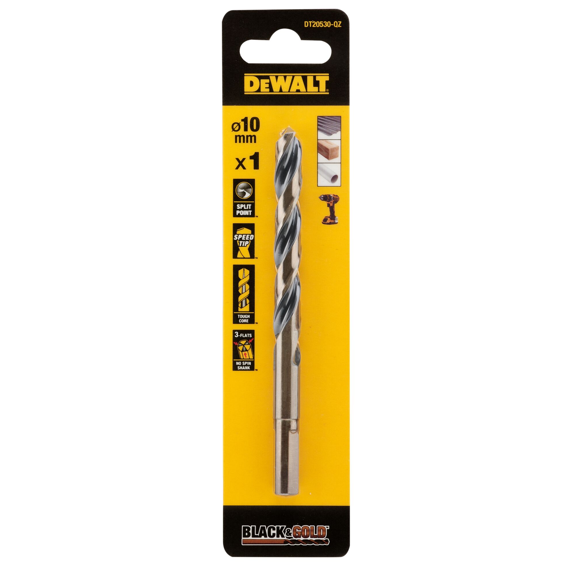 DeWALT DT205 Series HSS Twist Drill Bit for Metal, 10mm Diameter