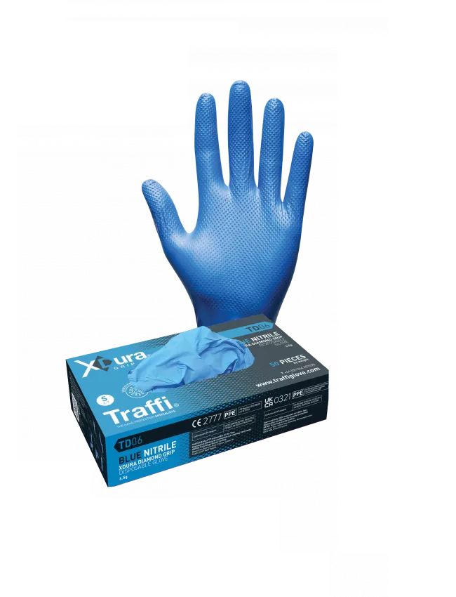 Traffi Traffi Blue Powder-Free Nitrile Disposable Gloves, Size XXL, 50Gloves per Pack