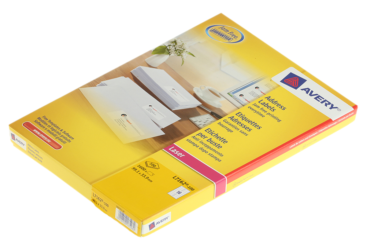 Avery White Adhesive Address Label Sheet, Pack of 100