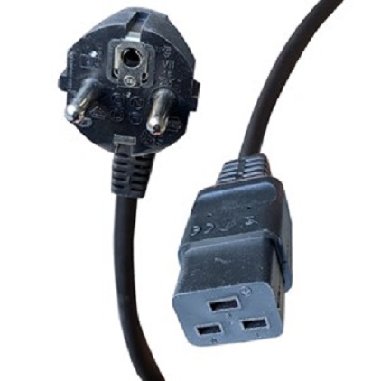 RS PRO Straight IEC C19 Socket to Right Angle CEE 7 Plug Power Cord, 2m
