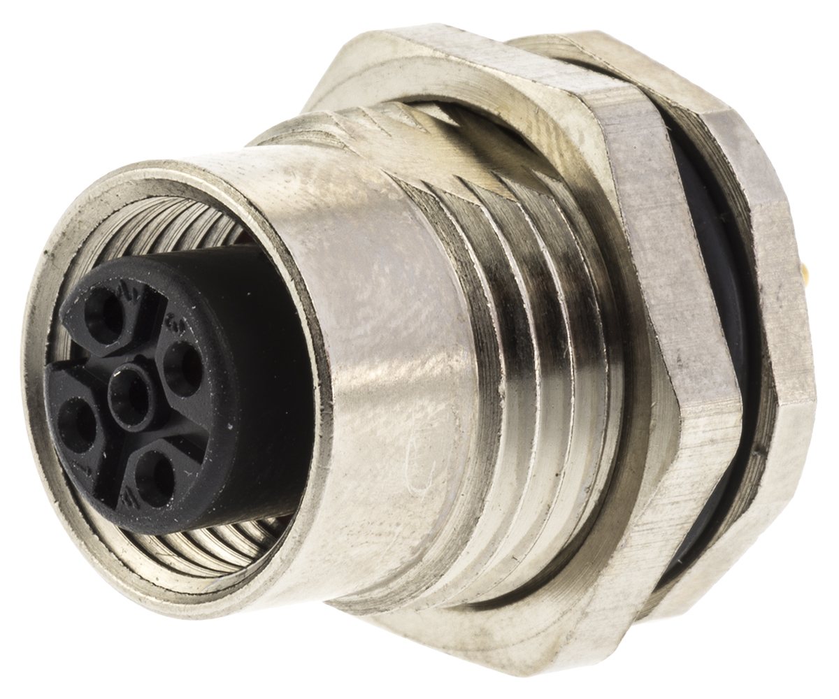 Brad from Molex Circular Connector, 5 Contacts, Panel, M12 Connector, Socket, Male, IP68, Micro-Change Series