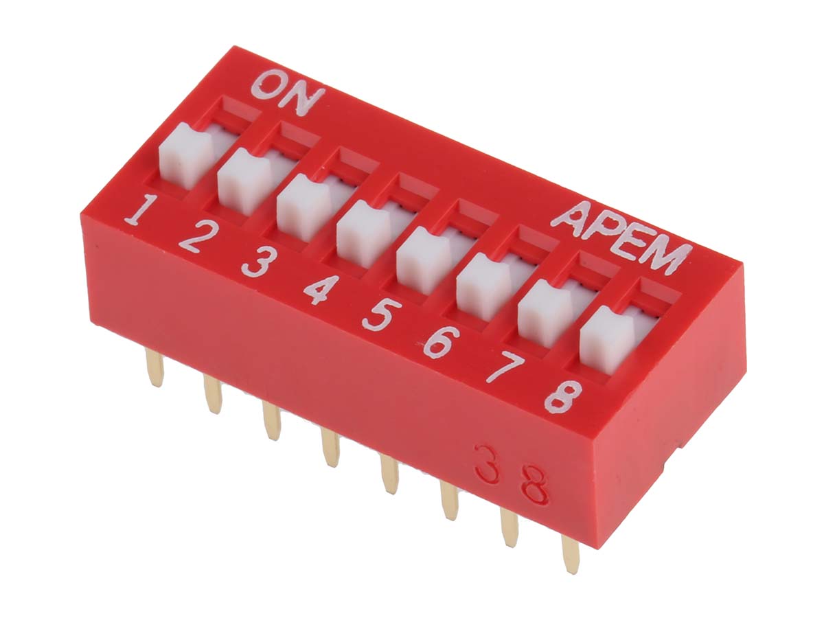 APEM 8 Way Through Hole DIP Switch SPST, Raised Actuator