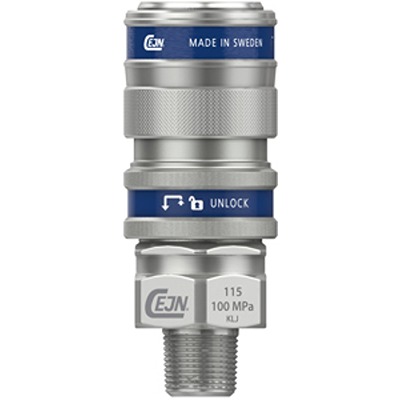 CEJN Zinc Plated Steel Male Pneumatic Quick Connect Coupling, 3/8 in Male Male Thread
