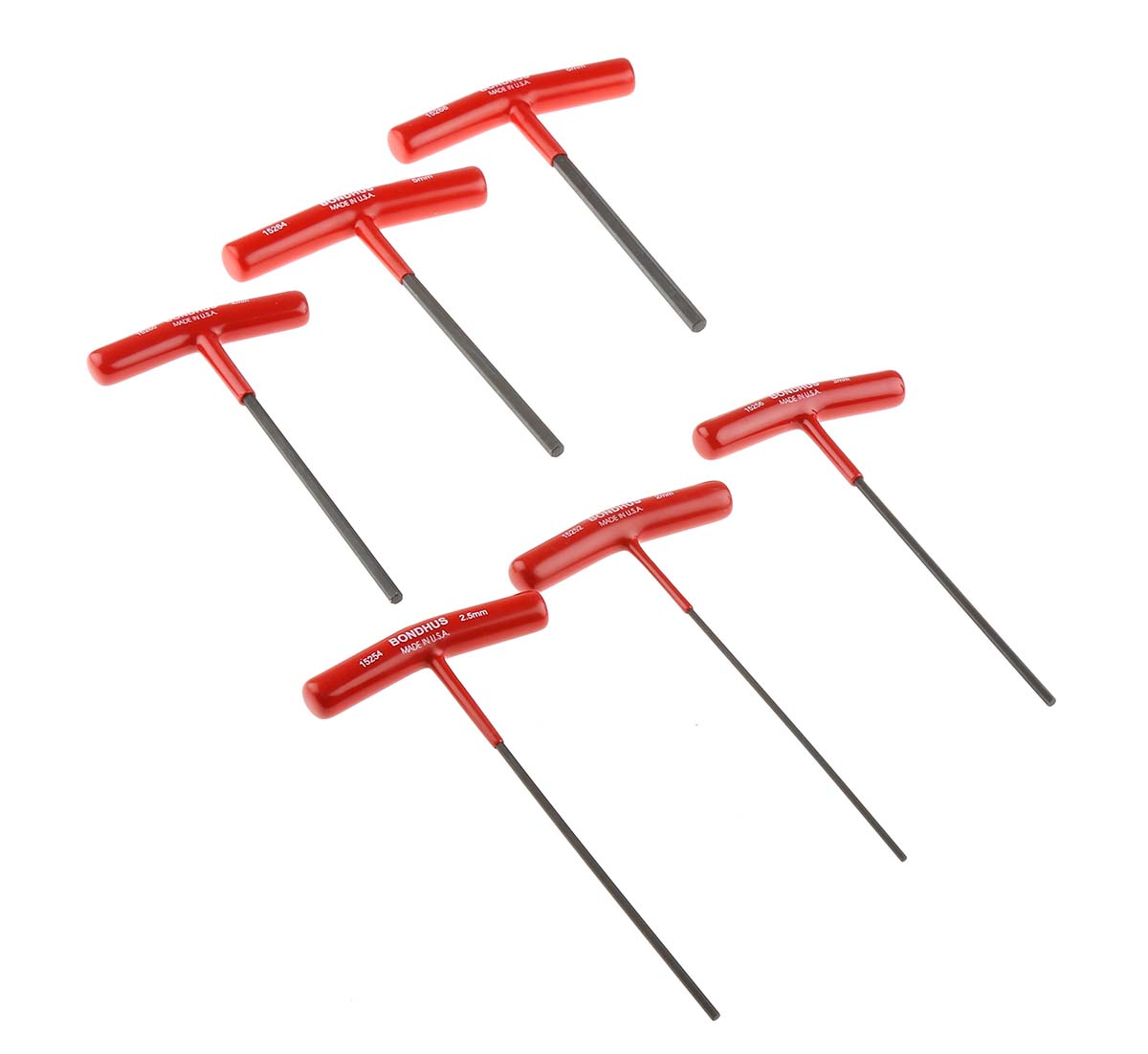 Bondhus 6 piece T Shape Metric Hex Key Set, 2 → 6mm