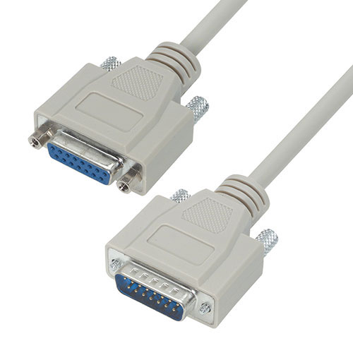 L-Com Male 15 Pin D-sub to Female 15 Pin D-sub Cable assembly, 15ft PVC