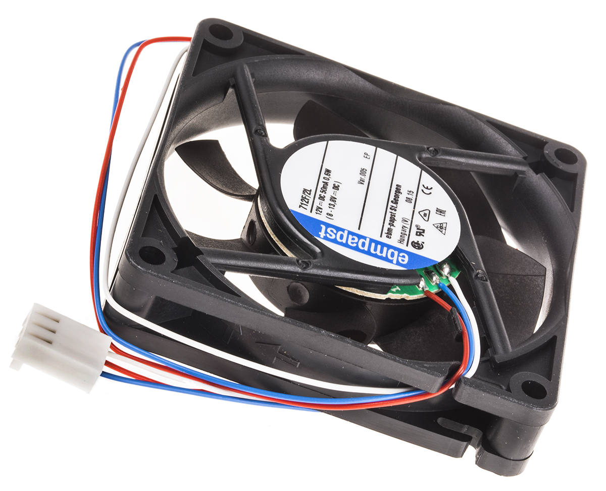 ebm-papst 700 F Series Axial Fan, 12 V dc, DC Operation, 28m³/h, 600mW, 70 x 70 x 15mm