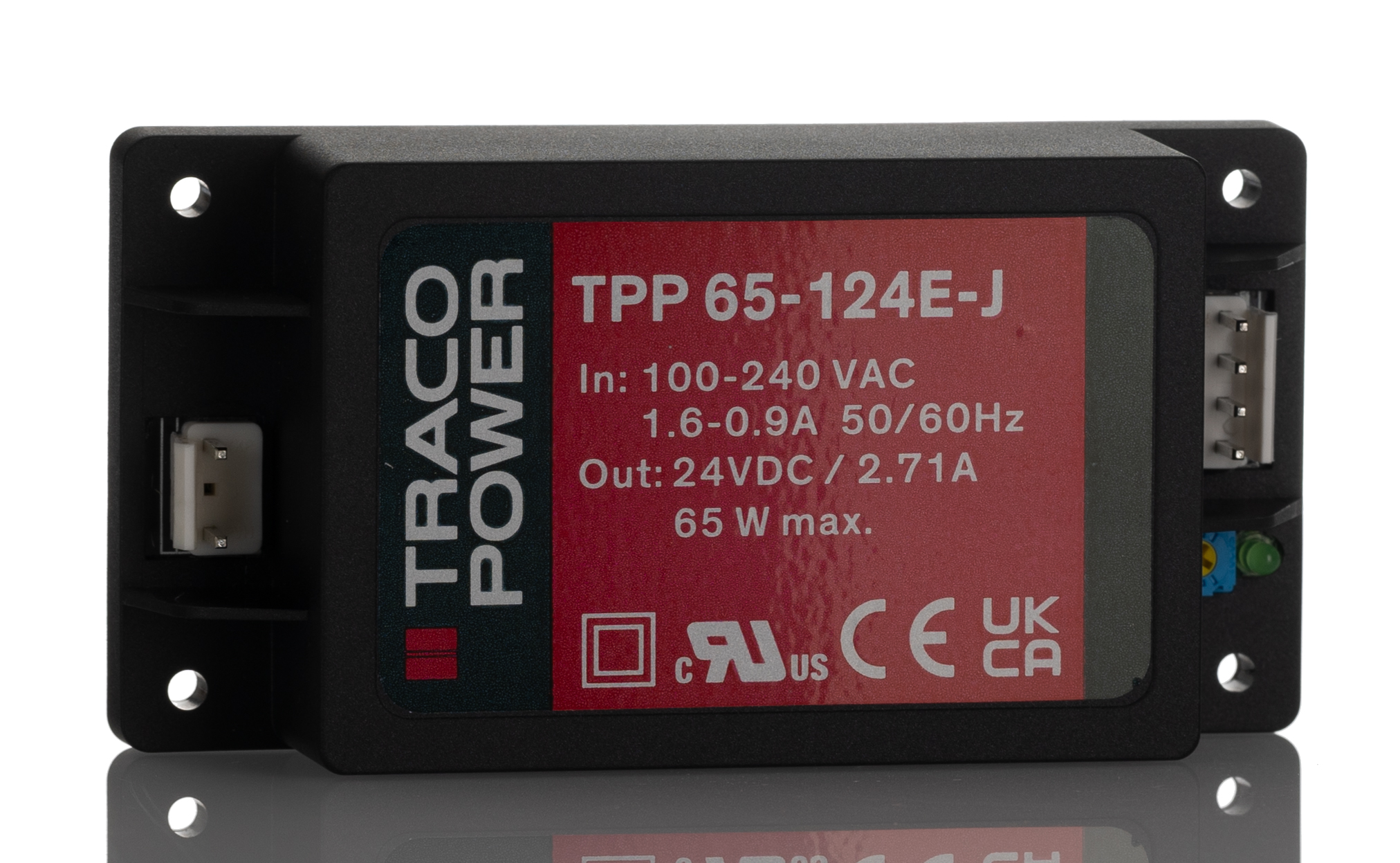 TRACOPOWER Power Supply, TPP 65-124E-J, 24V dc, 2.71A, 65W, 1 Output, 85 → 264V ac Input Voltage