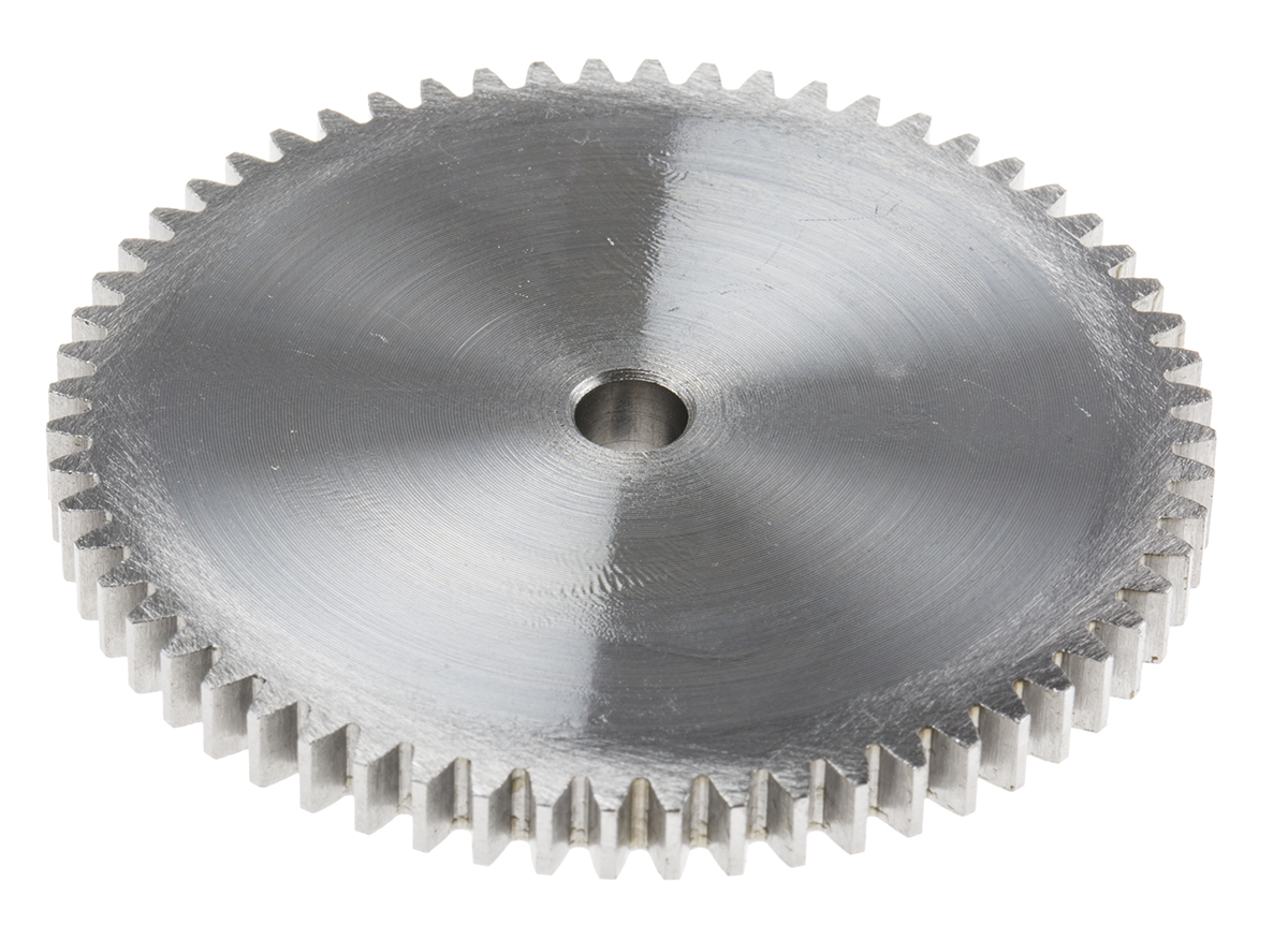 RS PRO Steel 60 Teeth Spur Gear, 1 Module, 6mm Bore Diam, 60mm Pitch Diam, 14mm Hub Diam