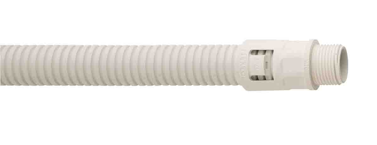 Flexicon External Thread Fitting, Conduit Fitting, 20mm Nominal Size, M20, Nylon, White