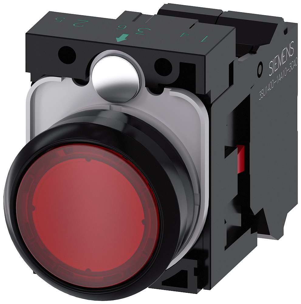 Siemens SIRIUS ACT 3SU11 Series Illuminated Push Button Complete Unit, 22mm Cutout, SPST, IP66, IP67, IP69(IP69K)