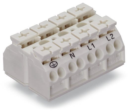 WAGO 862 Series Terminal Strip, 4-Way, 32A, 20 → 12 AWG Wire, Push-In Cage Clamp Termination