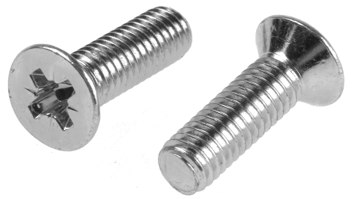 RS PRO Pozi M6 Countersunk Steel Machine Screws DIN 965 x 20.0mm