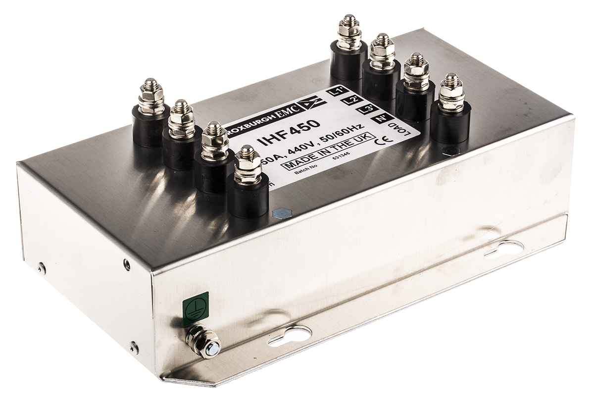 Roxburgh EMC, IHF 50A 480 V ac 60Hz, Flange Mount RFI Filter, Stud, Single Phase